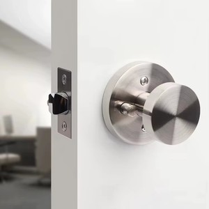 Poignée de porte ronde en alliage de zinc, plaquée zinc, silencieuse, avec verrouillage pour salle de bain, chambre à coucher, portes en bois - Product Image 1