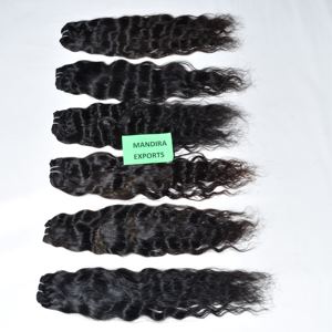 100% pas cher indien vierge Remy cuticule aligné en gros tissage noir ondulé naturel faisceaux Temple Extensions de cheveux humains - Product Image 3