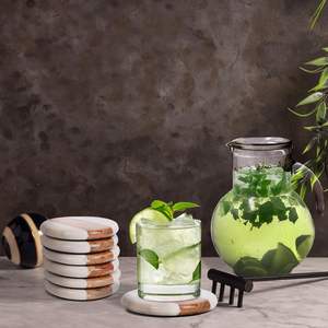 Posavasos de madera con incrustaciones de mármol de primera calidad, diseño de doble tono para protección de mesa moderna y contemporánea para el hogar, incrustaciones de lujo - Product Image 5