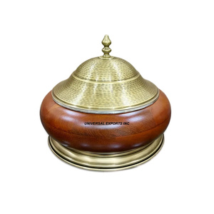 Diseño tradicional de madera y metal Hotpot forma redonda diseñador cazuela de lujo clásico elegante nuevo calentador de alimentos de Metal - Product Image 5