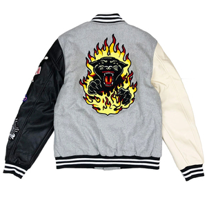 New Arrival Vintage Custom Chenille Embroidery <b>Patches</b> Multi Badge Contrast Sleeve Varsity <b>Jacket</b> for Men Women - Product Image 2