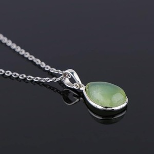 <b>Solid</b> 925 Sterling Silver Natural Prehnite Gemstone Hook Shape Handmade Jewelry <b>Gold</b> Plating Rhodium Plated Charm <b>Pendant</b> - Product Image 3