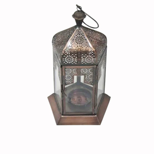 Linterna para decoración del hogar, aparato hecho a mano, hierro, Metal, marroquí, chapado en oro, vela, linterna con vajilla de vidrio transparente, Mini vela - Product Image 6