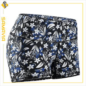 SAMAVIA, pantalones cortos de Yoga de cintura alta para mujer, estilo de voleibol Sexy de ajuste elástico duradero con decoración de bolsillo OEM/ODM disponible - Product Image 1