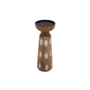 Bougie en bois et métal support de pilier naturel et doré fini pour la maison mariage noël éclairage de table décor à la main en vrac - Product Image 4