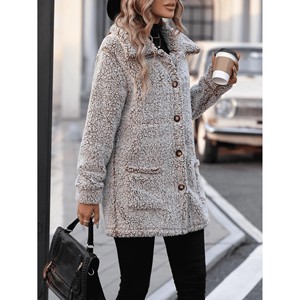 Blazer long décontracté pour femme à double boutonnage, personnalisé, 2026, élégant, en laine mélangée, motif à carreaux - Product Image 3