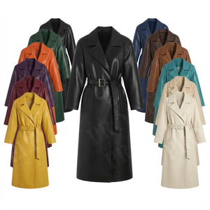 Vêtements d'extérieur élégants et tendance en gros, manteaux en cuir sur mesure jusqu'aux genoux, couleur et taille personnalisées, broderie, nom de marque, manteau en cuir - Product Image 1