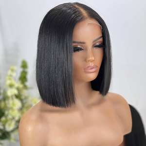 Pelucas de cabello humano doble para mujeres negras, pelo corto con corte Bob, con encaje frontal, virgen, vietnamita, venta al por mayor - Product Image 1