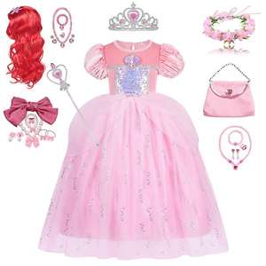 Disfraz Personalizado de Sirena para Niña 2025 Vestido de Princesa Rosa para Fiesta con Accesorios - Product Image 1