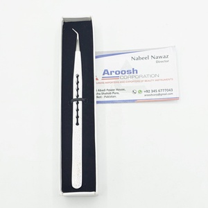 แหนบคีบขนตาทำจากสแตนเลส45องศาสำหรับมืออาชีพออกแบบโลโก้ได้ตามที่ต้องการ - Product Image 1