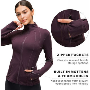 Activity <b>Jacket</b> Full Zip Top Women Lightweight Stretchy <b>Yoga</b> Training Soft Comfort Nylon Spandex Fabric Skinny Sweat-Wicking - Product Image 3