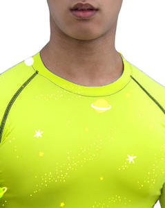 Chemise d'entraînement de compression à demi-manche et à séchage rapide pour homme Skinny Fit Spandex Long Rash Guard Motif uni sublimé pour BJJ MMA - Product Image 3