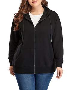 เสื้อฮู้ดซิปเต็มตัวผ้าฟลีซ ผ้าฝ้ายผสมโพลีเอสเตอร์ ทรงคลาสสิกเข้ารูปสำหรับผู้หญิง แฟชั่น - Product Image 2