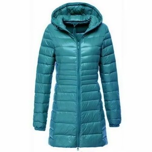Veste longue matelassée pour femmes grande taille pour l'hiver, col montant, capuche, fermeture éclair décontractée, veste longue matelassée - Product Image 3