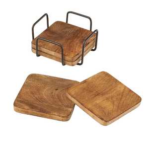 Posavasos Cuadrados Nuevos en Oferta, Posavasos Redondos Clásicos Ecológicos Hechos de Madera de Mango, Accesorios de Decoración para Mesa, Alfombrillas - Product Image 6