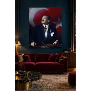 Impression sur toile Fida Burgundy Flag Background Atatrk avec perles de prière - Product Image 5