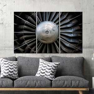 Impression sur toile de turbine industrielle moderne pour une décoration élégante de bureau ou de garage, 3P : encadrée - Product Image 1