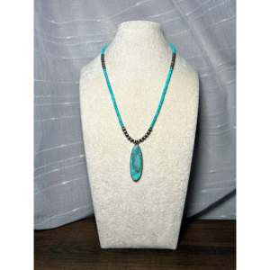 Collier en turquoise Kingman et argent sterling, bijou culturel artisanal Navajo pour homme - Product Image 3