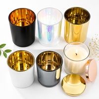 Pot à bougie électrolytique en verre vide de luxe Récipient à bougie d'aromathérapie avec couvercle miroir doré pour la fabrication de bougies