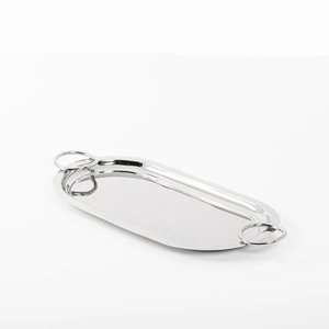 100% bandeja de servicio elegante de madera Natural, asas de Metal negro sólido para aperitivos caseros, jugo, catering, utensilios de cocina decorativos - Product Image 5