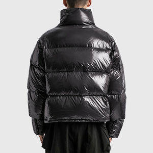 Designer Men's Winter Jacket Cotton Plain Puffer with Shiny Bubble <b>Padded</b> Softshell Down <b>Hip</b> Hop Style Front Logo Zipper Closure - Product Image 4