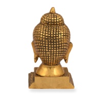 Statue de visage de bouddha en métal sculpté à la main avec support pour la décoration de la maison, Figurine de visage de bouddha pour la décoration de bureau