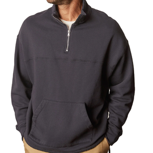 Men's Quarter-Zip Raglan Fleece Sweatshirt - Heather Black, Cozy & Lightweight <b>Pullover</b> <b>for</b> Casual Wear & Layering - Product Image 1