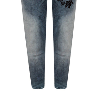 Pantalon en denim sérigraphié respirant de haute qualité, couleur personnalisée, pour femmes, toile droite à taille moyenne - Product Image 5