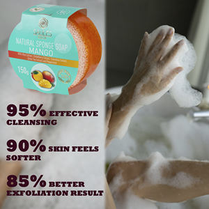 สบู่มะม่วงสูตรพิเศษ พร้อมฟองน้ำ ฟื้นฟูบำรุงผิว คุณภาพสูง ขายส่ง ผลิตในสหภาพยุโรป - Product Image 2