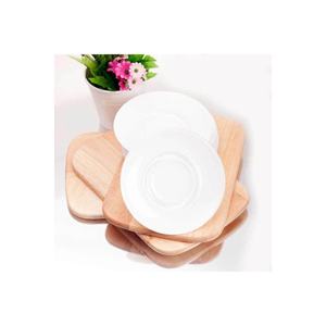 Set of 6 White Porcelain Tea Saucers Opaque Colored Minimalist Design - Product Image 1