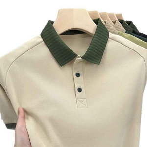 Camiseta Polo Casual para Hombre, Diseño Moderno, Color Negro con Verde, Color Negro Sólido, 100% Algodón, Alta Calidad - Product Image 6