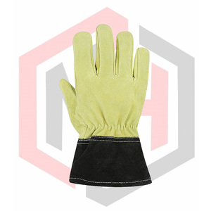 2025ถุงมือหนังผ่าหน้าสีเหลืองอ่อนใส่สบายสำหรับงานเชื่อมงานเชื่อมงานสวนอย่างนุ่มนวลป้องกันไฟฟ้าสถิตย์ - Product Image 2