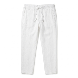 Pantalones Chinos de Lino y Algodón para Hombre, Color Blanco, con Cordón, Cintura Media, Casuales, con Bolsillos, Acolchados - Product Image 4