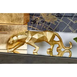 Sculpture d'animal abstraite religieuse moderne en aluminium, faite à la main, polie, plaquée nickel noir, figurine de décoration d'intérieur de luxe - Product Image 1