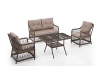 Ensemble de meubles de jardin en rotin de qualité supérieure, moderne, fabriqué en Turquie, avec structure en aluminium miniature