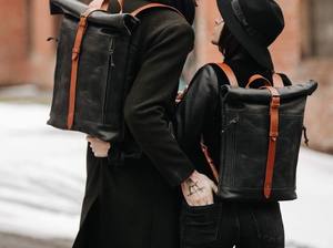 Mochila de cuero con tapa enrollable, bolsa de viaje hecha a mano, mochila para ordenador portátil Vintage - Product Image 2