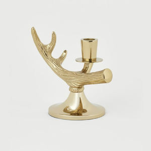 Bougeoir conique en aluminium moulé plaqué or - Product Image 4