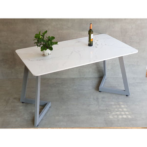 Victo Minimalist Rectangular Dining <b>Table</b> 140x80cm Stone <b>Top</b> Iron Legs Solid <b>Wood</b> Assembled BA68099 - Product Image 5