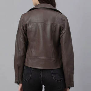 Chaqueta de Cuero para Mujer con Cuello Alto y Color Sólido, Diseño y Talla Personalizados - Product Image 4