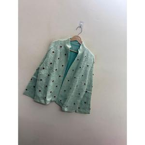 Chaqueta Bomber Acolchada Reversible Verde Espuma Marina - Abrigo de Invierno de Algodón Bordado Estilo Boho Suzani - Product Image 2