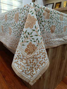 Nappe de table en coton 100% Granada Real, faite à la main, imprimée à l'aiguille dorée, lavable - Product Image 2