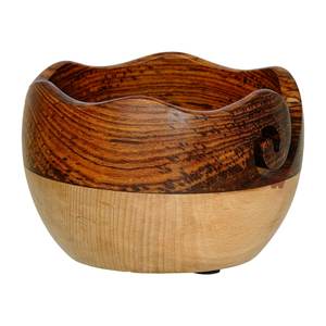 Indian Hand Carved Wooden Comb Joint Yarn <b>Bowl</b> 6 X 4 Undulate Handmade Premium Beech Wood Yarn Storage <b>Bowl</b> - Product Image 2