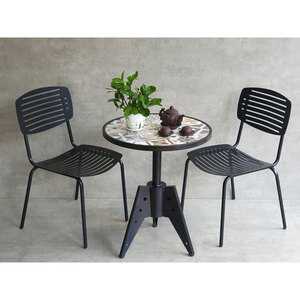 Modern Design Combo Set of 1 Outdoor Coffee <b>Table</b> and 2 Iron Chairs for Patio or Garden-CBCF272 - Product Image 4