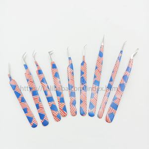 Pinzas para pestañas con punta de fibra y logotipo de impresión personalizado, pinzas de extensión de pestañas con etiqueta privada personalizada de 45, 75 y 90 grados - Product Image 1