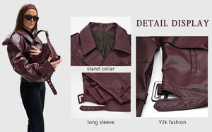 Chaqueta de cuero PU de primera calidad y diseño de moda para mujer - Product Image 6