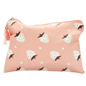 Estuche con cremallera de lona de algodón orgánico con logotipo personalizado Estuche de cosméticos de belleza portátil ecológico Patrón de caramelo para estuche de maquillaje de artículos de tocador - Product Image 2