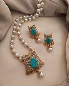 Gran oferta, joyería, collar de Esmeralda, conjunto de collar de pendientes de lujo para mujer para regalos de Festival - Product Image 4