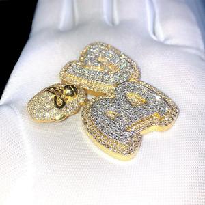 Colgantes de Oro con Dijes de Hip Hop 'BG' de Diseño Personalizado, con Diamantes de Moissanita VVS de Corte Brillante de Doble Capa de Plata de Ley 925 para Hombre - Product Image 5