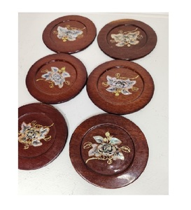 Sous-verre en bois vierge de couleur naturelle rustique en gros sous-verres ronds en bois café nordique sous-verres en pierre personnalisés tasse - Product Image 1