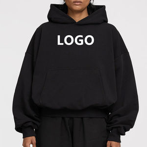 100% algodón personalizado Boxy Fit Hoodie hombres mujeres peso pesado 380gsm pulóver bordado RhinestoneCropped sudaderas con capucha - Product Image 1